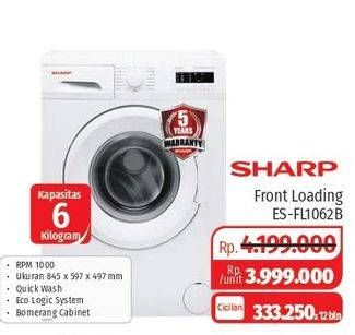 Promo Harga SHARP ES-FL1062B Front Loading Washer  - Lotte Grosir