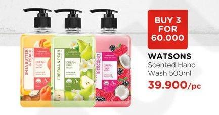 Promo Harga WATSONS Cream Hand Wash per 3 botol 500 ml - Watsons