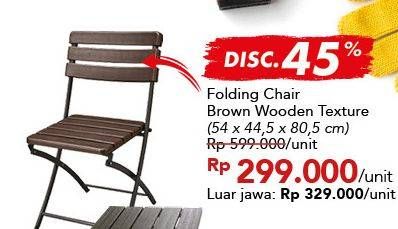 Promo Harga Folding Chair Brown  - Carrefour