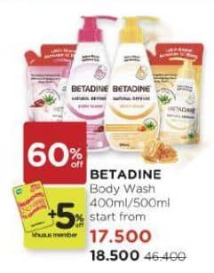 Promo Harga Betadine Natural Defense Body Wash 400 ml - Watsons