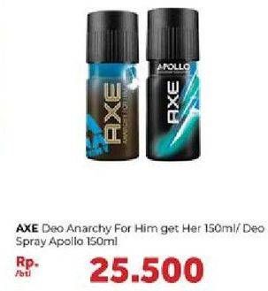 Promo Harga AXE Deo Spray Anarchy For Him, Apollo 150 ml - Carrefour
