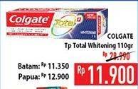 Promo Harga COLGATE Toothpaste Total Whitening 110 gr - Hypermart