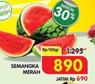 Promo Harga Semangka Merah per 100 gr - Superindo