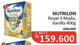 Promo Harga NUTRILON Royal 4 Susu Pertumbuhan Madu, Vanila per 2 box 400 gr - Alfamidi