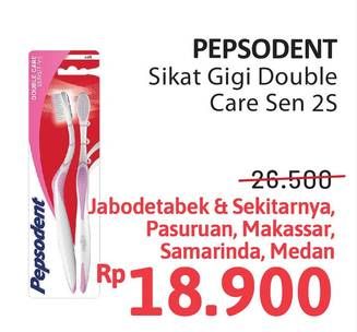 Promo Harga Pepsodent Sikat Gigi Double Care Sensitive Soft 2 pcs - Alfamidi