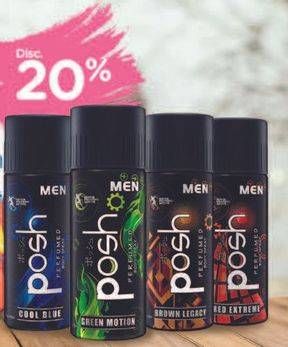Promo Harga POSH Men Perfumed Body Spray Cool Blue, Black Gold, Red Extreme, Brown Legacy, Green Motion 150 ml - TIP TOP