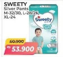Promo Harga Sweety Silver Pants M30, M32, L28, L26, XL24 24 pcs - Alfamart