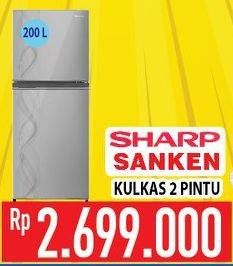 Promo Harga SHARP/SANKEN Kulkas 2 Pintu 200L  - Hypermart