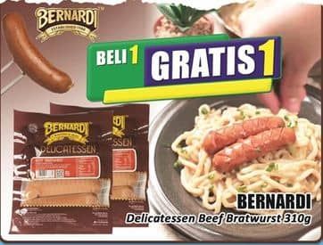 Promo Harga Bernardi Delicatessen Sausage Beef Bratwurst With Blackpaper, Beef Bratwurst With Cheese 310 gr - Hari Hari