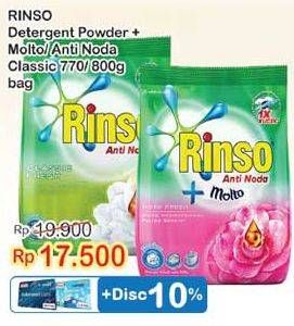 Promo Harga RINSO Molto Detergent Bubuk Anti Noda 770 gr - Indomaret