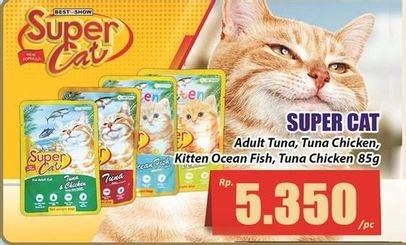 Promo Harga SUPER CAT Makanan Kucing Adult Tuna Prawn, Tuna Chicken, Kitten Ocean Fish 85 gr - Hari Hari