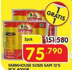 Promo Harga FARMHOUSE Sosis Sapi per 2 pouch 12 pcs - Superindo