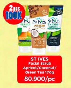 Promo Harga ST IVES Facial Scrub Fresh Skin Apricot, Energizing Coconut Coffee, Green Tea 170 gr - Watsons