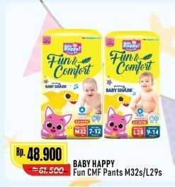 Promo Harga Baby Happy Baby Diapers Pants Fun & Comfort M32, L28 28 pcs - Alfamart