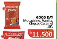 Promo Harga Good Day Instant Coffee 3 in 1 Moccacinno, Vanilla Latte, Chococino, Caramelo 10 pcs - Alfamidi