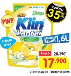 Promo Harga So Klin Pembersih Lantai All Variants 1600 ml - Superindo