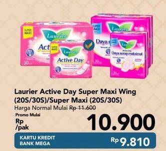 Promo Harga Laurier Active Day Super Maxi NonWing, Wing 20 pcs - Carrefour