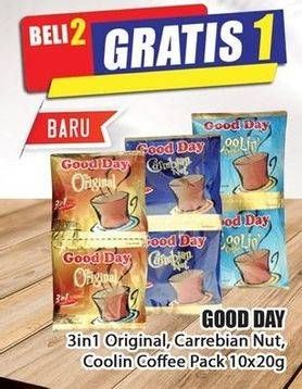 Promo Harga Good Day Instant Coffee 3 in 1 Original, Carrebian Nut, Cooling Coffee per 10 sachet 20 gr - Hari Hari