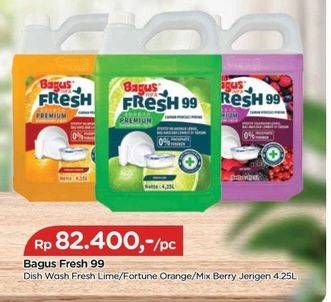 Promo Harga Bagus Fresh99 Premium Anti Bacterial Dish Washing Liquid Mix Berry, Fresh Lime, Fortune Orange 4250 ml - TIP TOP
