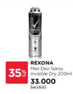 Promo Harga Rexona Men Deo Spray Invisible Dry 150 ml - Watsons