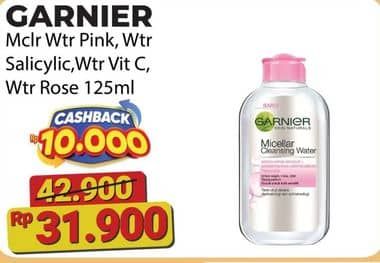 Promo Harga Garnier Micellar Water Pink, Salicylic BHA, Vitamin C, Rose 125 ml - Alfamart