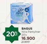Promo Harga BAGUS NINA Anion Pantyliner Natural Scent 15cm 20 pcs - Watsons