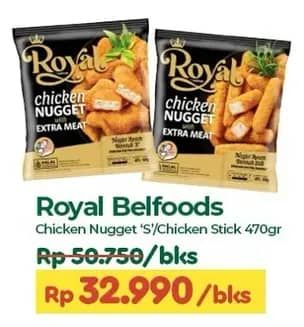 Promo Harga Belfoods Royal Nugget Chicken Nugget S, Chicken Nugget Stick 470 gr - TIP TOP