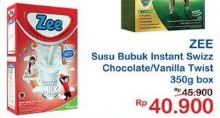 Promo Harga ZEE Susu Bubuk Swizz Chocolate, Vanilla Twist 350 gr - Indomaret