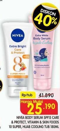 Promo Harga Nivea Body Serum Extra White Care Protect, Extra White Hijab Cooling 180 ml - Superindo