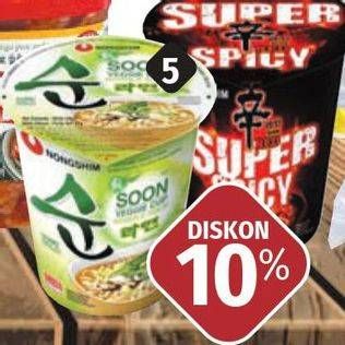 Promo Harga Nongshim Shin Ramyun Super Spicy / Soon Veggie Cup Noodle Sup  - LotteMart