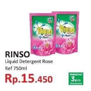 Promo Harga RINSO Liquid Detergent Rose 750 ml - Yogya