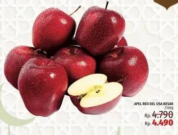 Promo Harga Apel Red Del USA Besar per 100 gr - LotteMart
