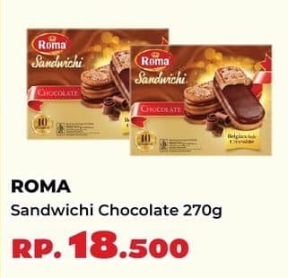 Promo Harga Roma Sandwich Chocolate per 10 pcs 27 gr - Yogya