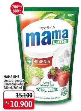 Promo Harga MAMA LIME Cairan Pencuci Piring Charcoal, Green Tea, Lime 780 ml - Alfamidi