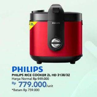 Promo Harga PHILIPS Rice Cooker HD3138 1.8L  - Carrefour