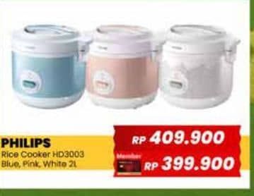 Promo Harga Philips HD3003/30 Rice Cooker 1.8L  - Yogya