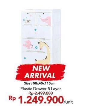 Promo Harga Plastic Drawer 5 Layer  - Carrefour