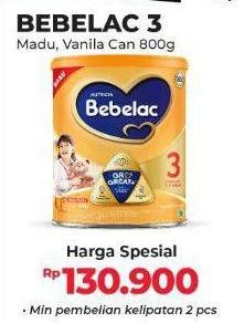 Promo Harga Bebelac 3 Susu Pertumbuhan Madu, Vanila 800 gr - Alfamart