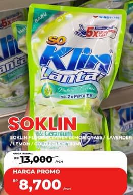 Promo Harga So Klin Pembersih Lantai Kuning Citrus Lemon, Moment Gold, Sereh Lemongrass, Ungu Floral Lavender 780 ml - Carrefour