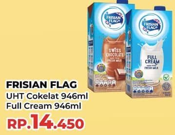 Promo Harga Frisian Flag Susu UHT Purefarm Full Cream, Swiss Chocolate 946 ml - Yogya