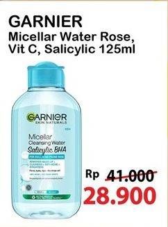 Promo Harga Garnier Micellar Water Rose, Vitamin C, Salicylic BHA 125 ml - Alfamart