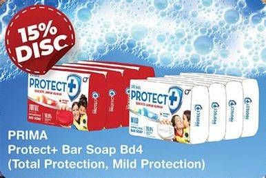 Promo Harga PRIMA PROTECT PLUS Sabun Batang Antibakterial Mild Protection, Total Protection per 4 pcs 110 gr - Hypermart
