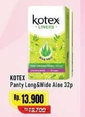 Promo Harga Kotex Fresh Liners Longer & Wider Scented Aloevera 32 pcs - Alfamart