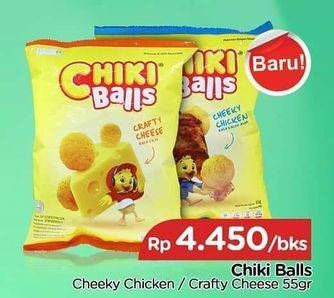 Promo Harga CHIKI BALLS Chicken Snack Cheeky Chicken, Crafty Cheese 55 gr - TIP TOP