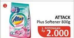 Promo Harga ATTACK Detergent Powder Plus Softener 800 gr - Alfamidi