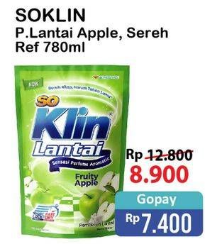 Promo Harga SO KLIN Pembersih Lantai Hijau Fruity Apple, Sereh Lemongrass 780 ml - Alfamart