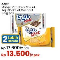 Promo Harga Gery Malkist Saluut French Sweet Cheese Style, Saluut Chocolate Coconut 105 gr - Indomaret