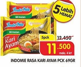 Promo Harga INDOMIE Mi Kuah Kari Ayam per 5 pcs 69 gr - Superindo