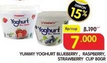 Promo Harga YUMMY Yogurt Blueberry, Raspberry, Strawberry 80 gr - Superindo