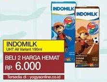 Promo Harga INDOMILK Susu UHT All Variants per 2 pcs 190 ml - Yogya